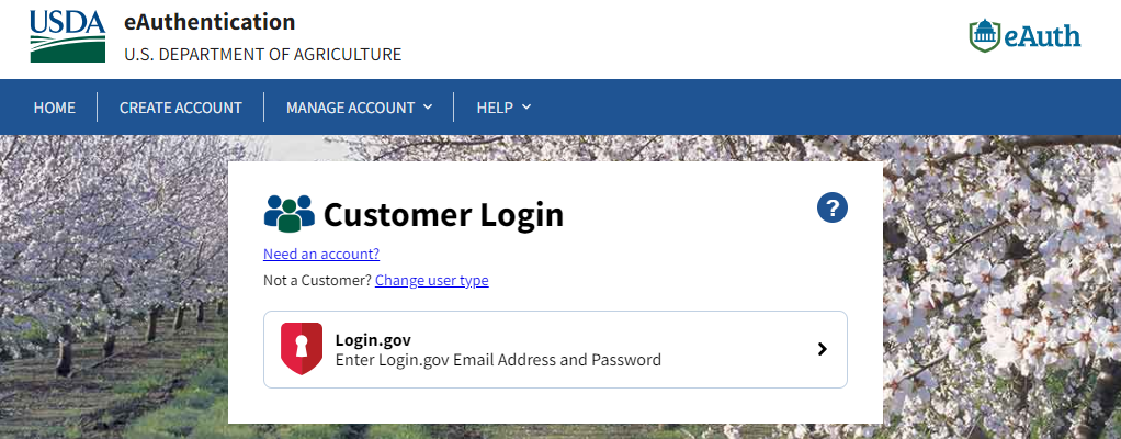 Customer Login.gov Page
